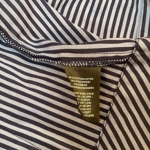 Lafayette 148 NY Navy Stripe Button Top (6) - Picture 6 of 6